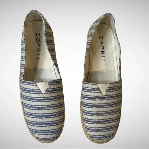 Esprit NWOB Ella Blue Stripe Espadrille size 6 - Picture 2 of 9